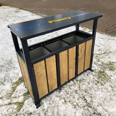 Trojitý odpadkový kôš na separovaný odpad Antivandal
