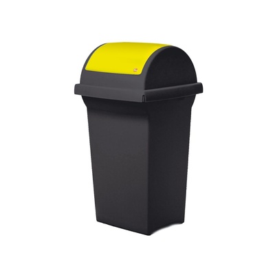 Odpadkový kôš na triedený odpad SWING 50 l - čierna nádoba, žlté veko