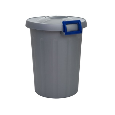 Odpadkový kôš na triedený odpad OKEY 25 l - šedá nádoba, modré madlá