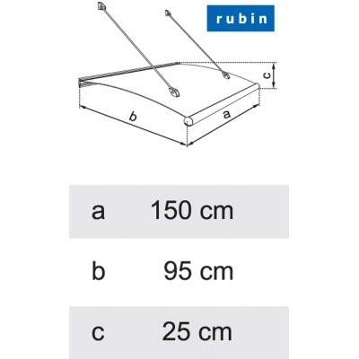 Vchodová strieška LANITPLAST RUBIN 150/95 oceľ. sivá